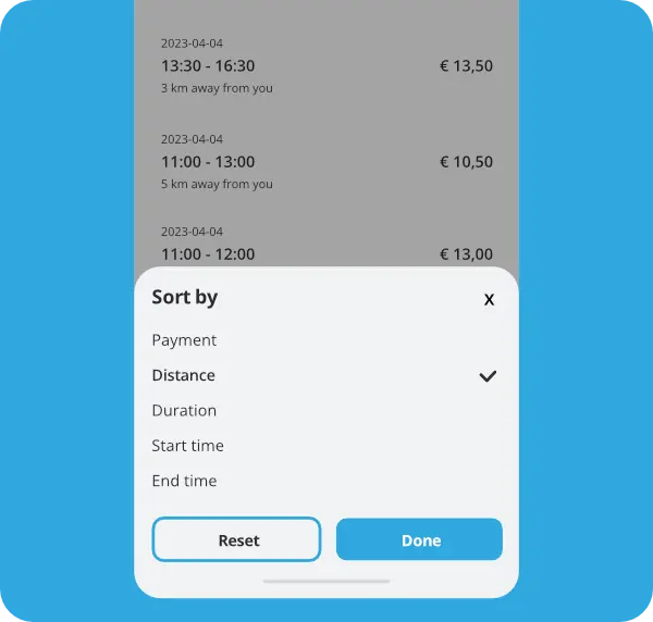 An iconic screenshot of the sort sheet of our dog sitting app An iconic screenshot of the sort sheet of our dog sitting app