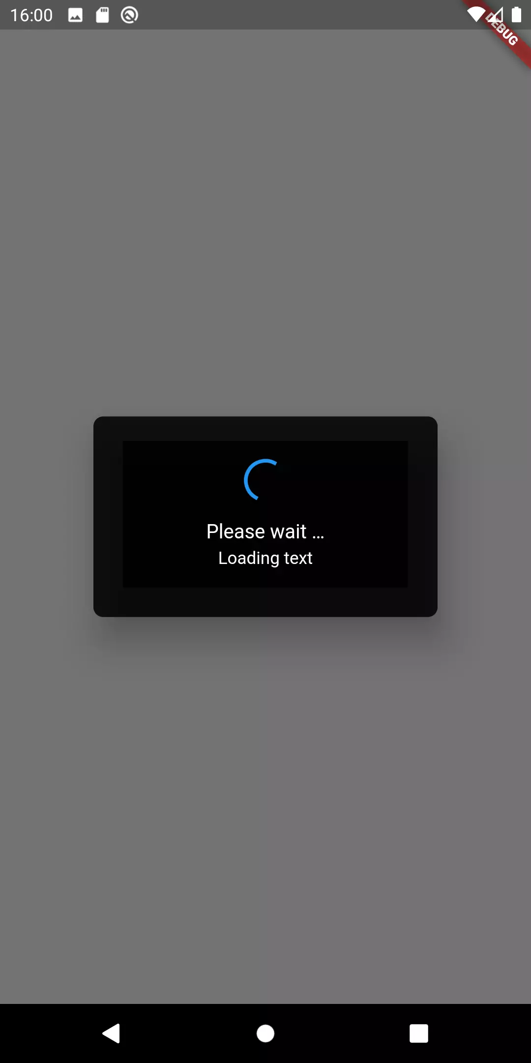 The final result An animated progress indicator using showDialog over an overlay