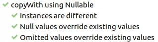 Test results of copyWith() expecting Nullables Test results of copyWith() expecting Nullables